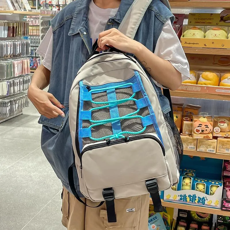 BAODIDAISHU Nylon Backpack Laptop Bag Regular Unisex Ecru/Gray/Black/Blue-9