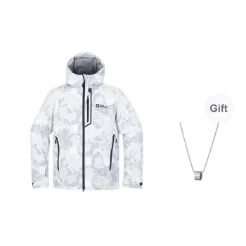 Jack Wolfskin City Outdoor Collection Hiking Warm Windbreaker Jacket Men's Light Gray Pattern Comes With Accessory