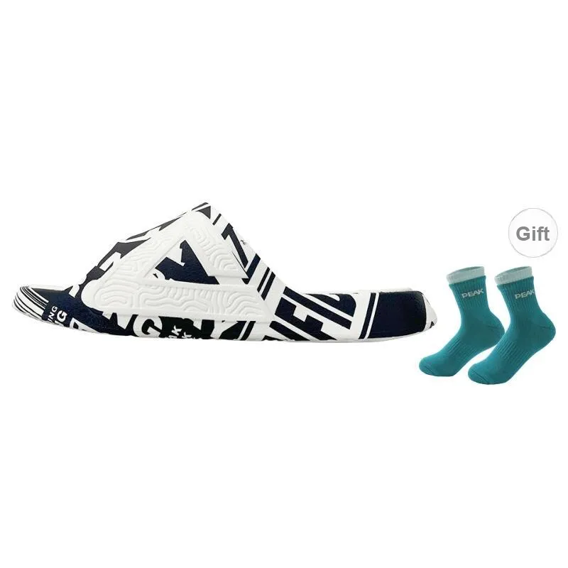 PEAK Statistic Sandals EVA Massage Slip Resistant Abrasion Resistant Odor Resistant Slide Slippers Men's Black White-9