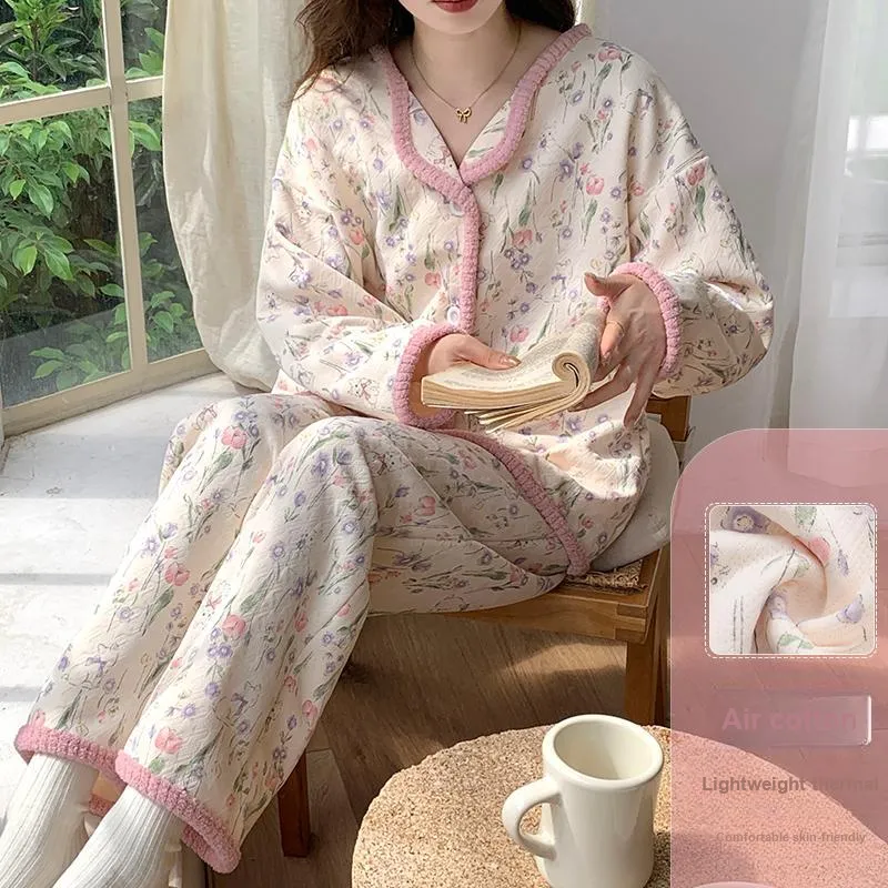 XIAFENYAN Pajama Set Women's Apricot-3