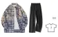 Gray Plaid (Long-Sleeved)+Black (High Stretch Ice Silk)[Comes with Random T-Shirt]