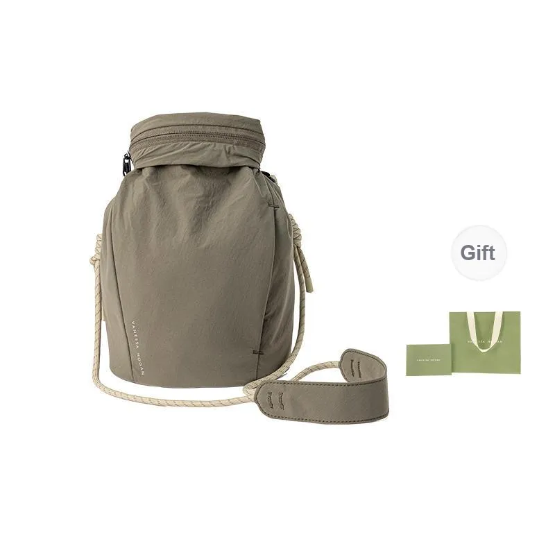 VANESSA HOGAN Fabric Crossbody Bag Unisex Gray Green/Khaki-7
