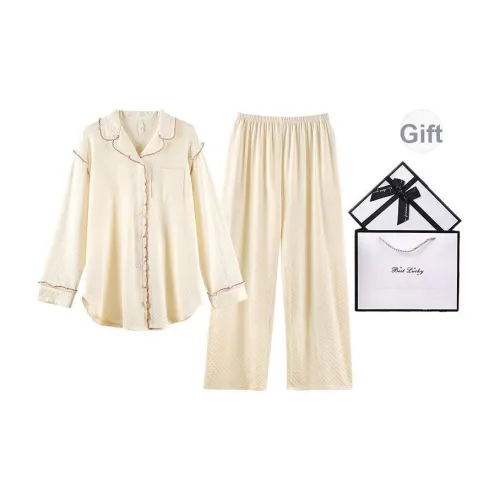 Q'NIANMA Пижамный комплект женский Gift Box Set Бежевый Абрикос