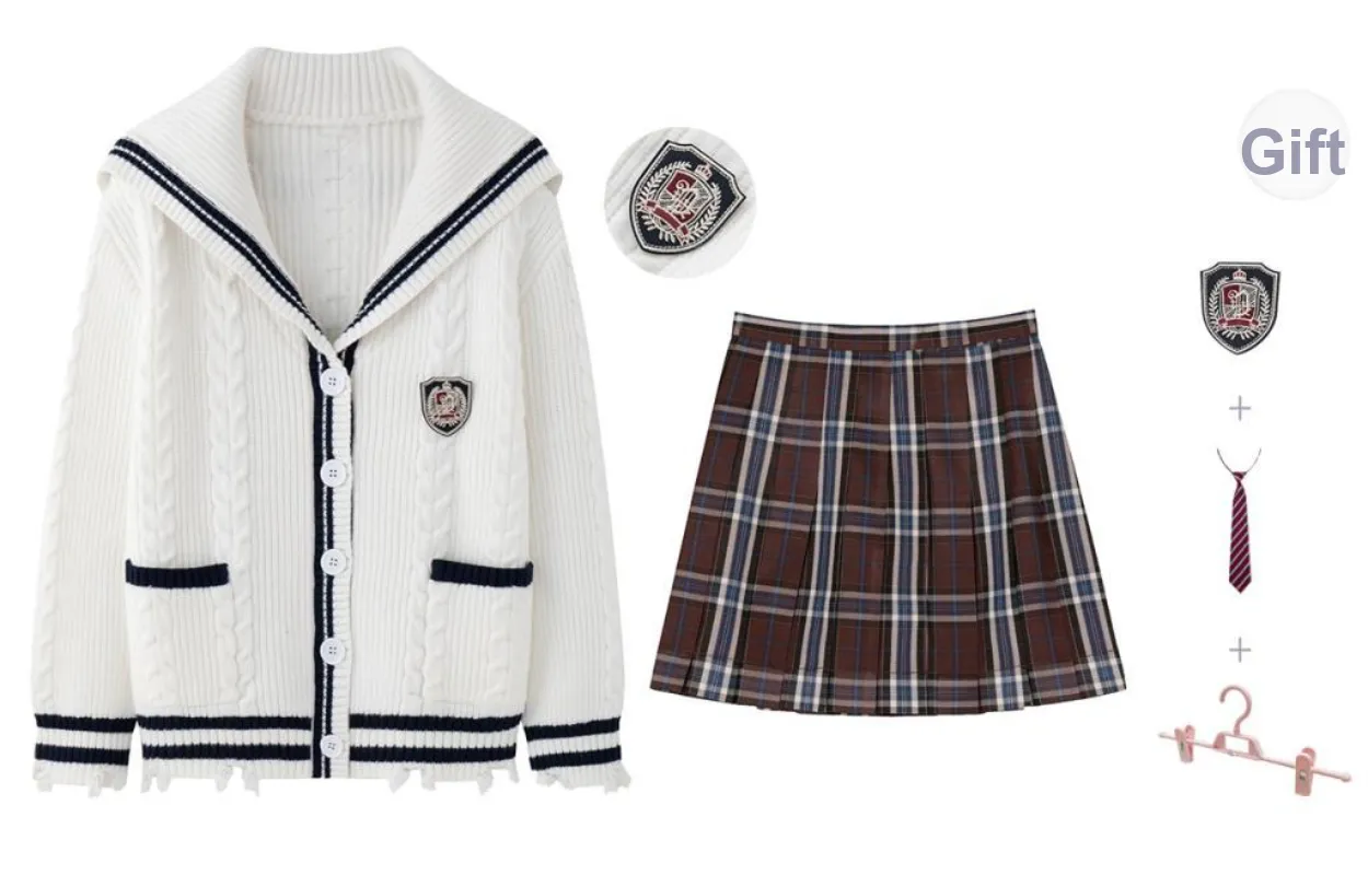 Tokyo Season Uniform Spring And Fall Women's White+Red