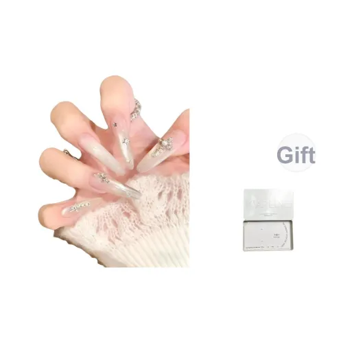 K'APEINE Kroxsun Ручная работа Тонкий Собака Длинный Накладные ногти Nail Art Tapered Длинный Серебряный Телесный Coquette