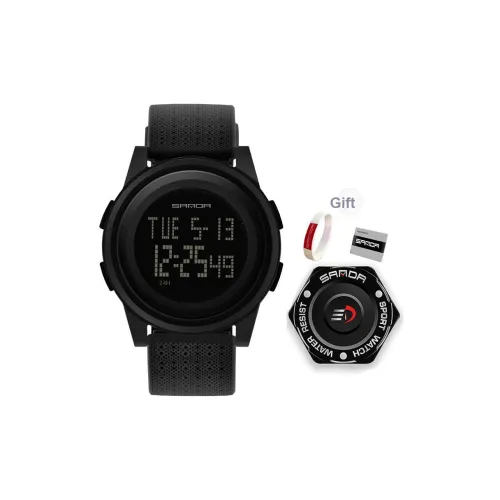 Sanda Electronic Механизм TPU Ремешок Часы Мужские Черный Циферблат