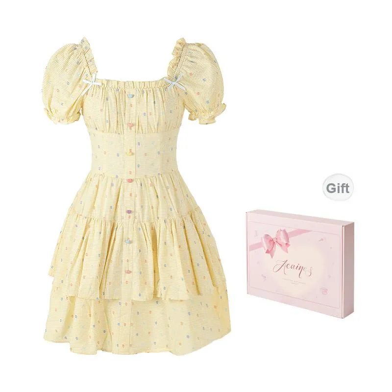 ACAINES Short Sleeved Dresses Women's Lemon