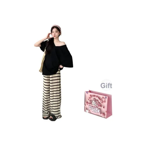 FLIM Черный + Полосы Коробка Женские Повседневные Костюмы