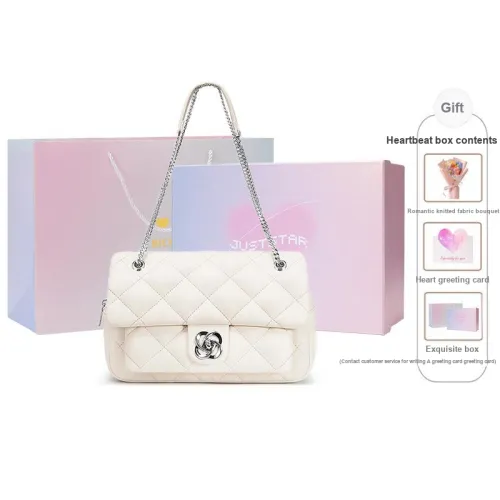 JUST STAR Synthetic Leather Portable Underarm Crossbody Bag, Shoulder Bag Regular Women's White/Black