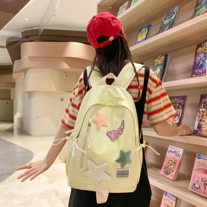 OURFUN Canvas Backpack Regular Unisex White/Black/Yellow/Blue/Pink-5