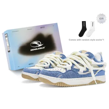 SENGUOGUO Breathable Anti Slip And Wear Resistant Low Top Skateboard Shoes Unisex Blue