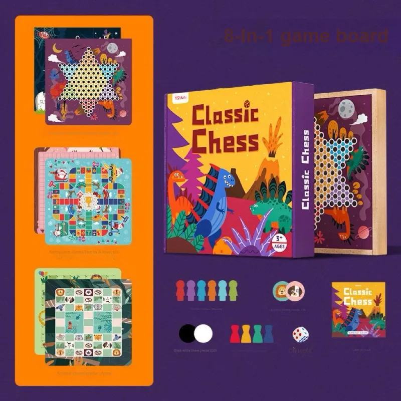 Lezhi By Me Flying Chess Checkers Multifunction Board Chinese Chess Gomoku Board Games-1
