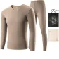 Men's V-Neck Clothing Sets (Sandalwood Gray) Dralon Heat Retention/Seamless High Elasticity/3A Antibacterial
