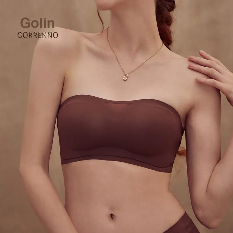 GORRENNO Strapless Bra Women's Milk White-9