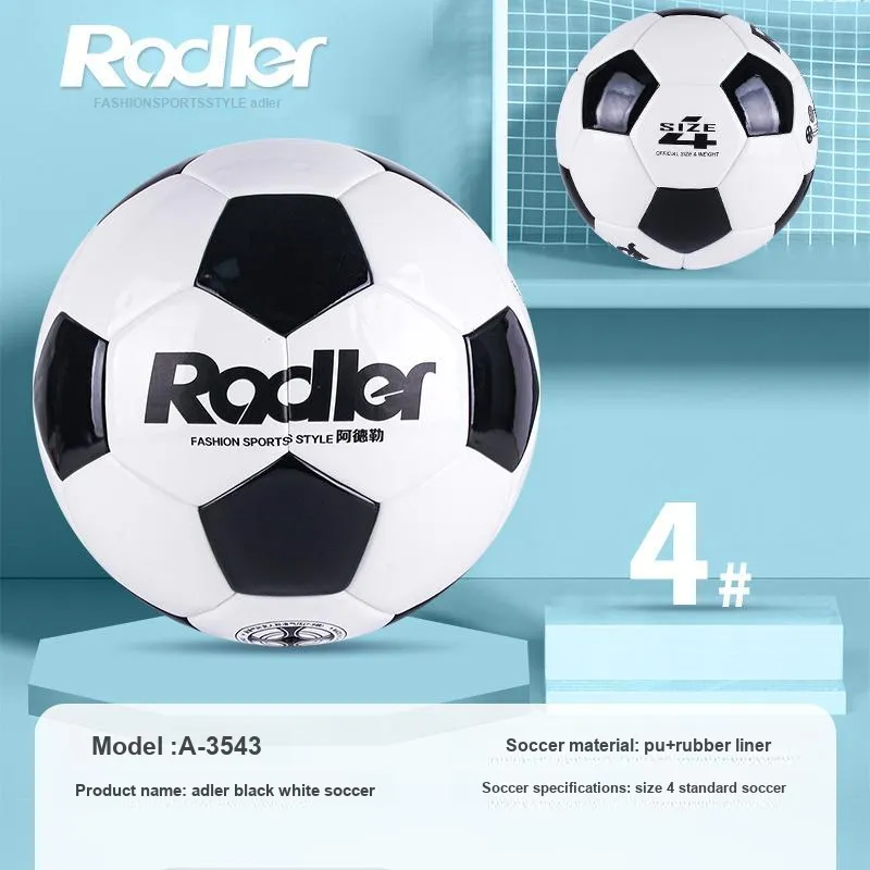RADLER Size 4 Soccer PU Machine Stitched Soccer Ball Unisex Black White-1