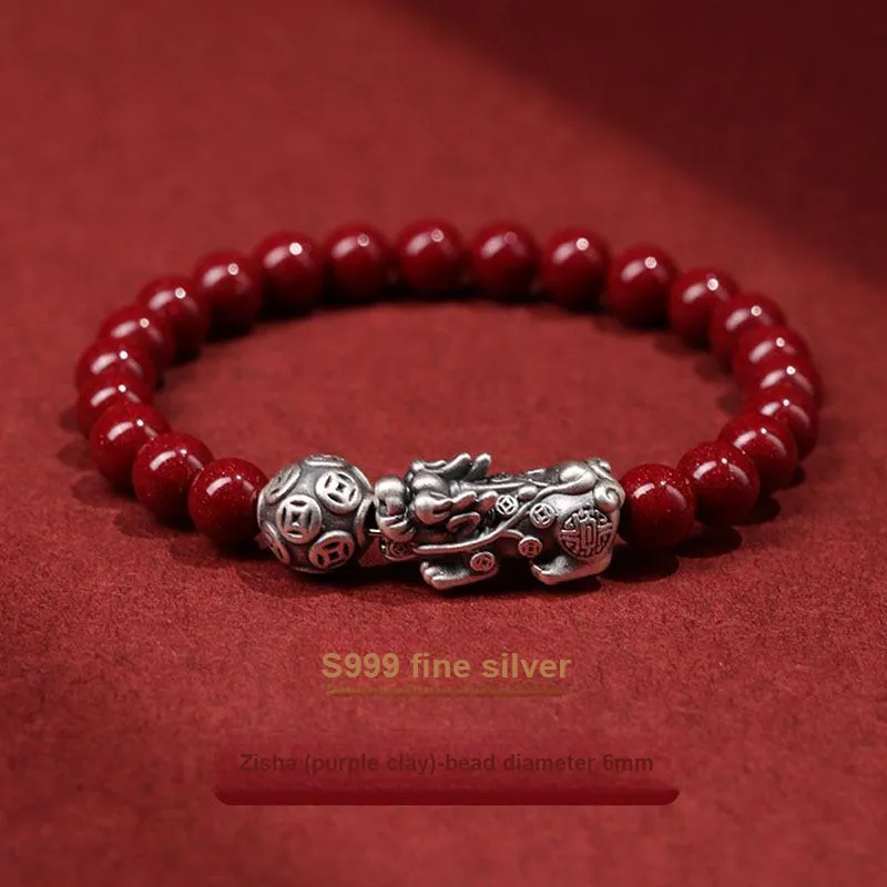 WUMZK Reconstructed Cinnabar Bracelets Unisex-6