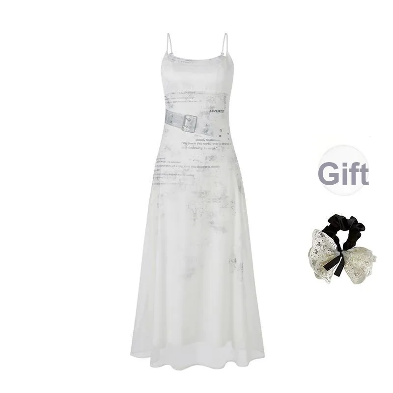 PAVEA Slip Dress Women's White+Hair Tie Comes With
