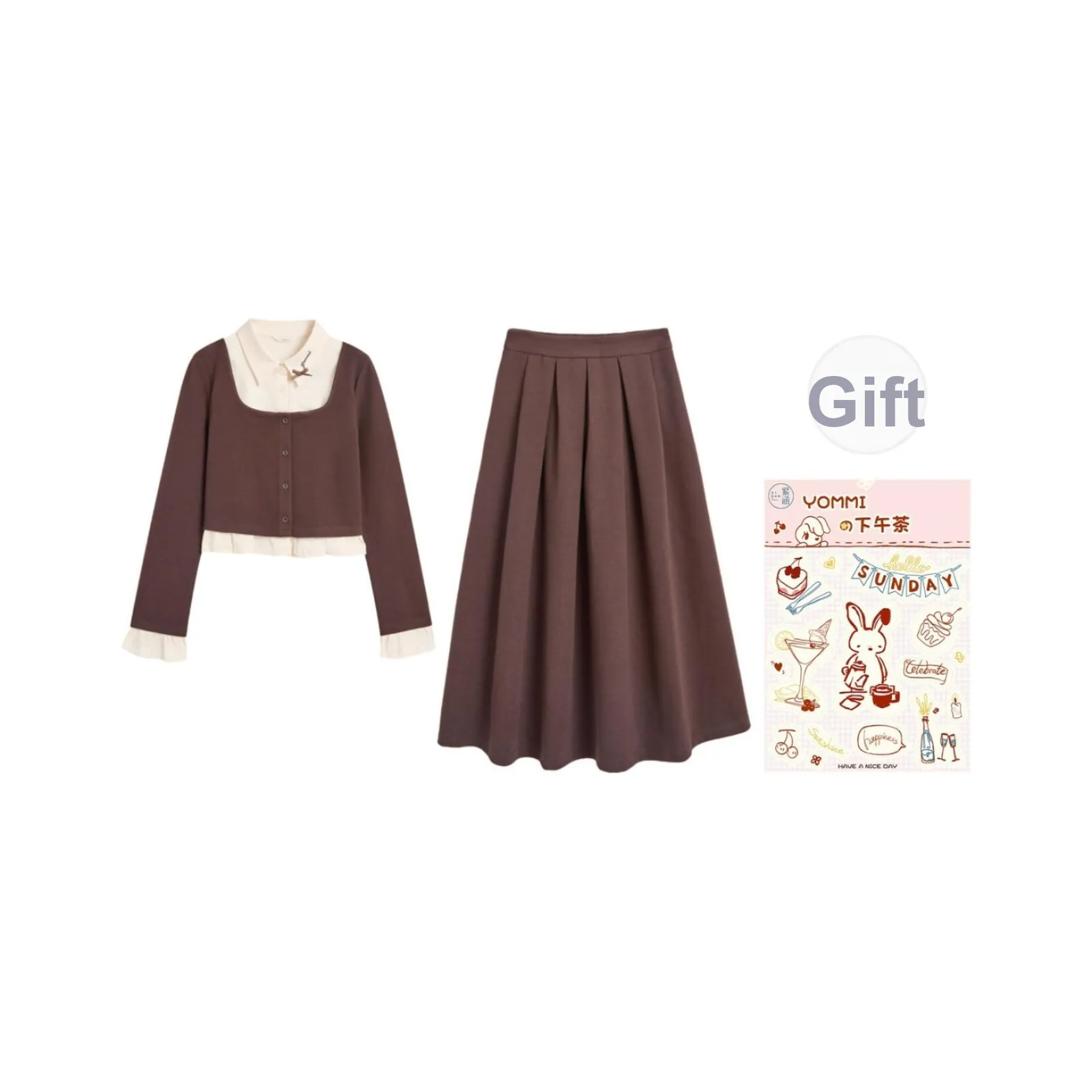 ZIHAN Шоколад Кофейный Женский Комплект с Юбкой