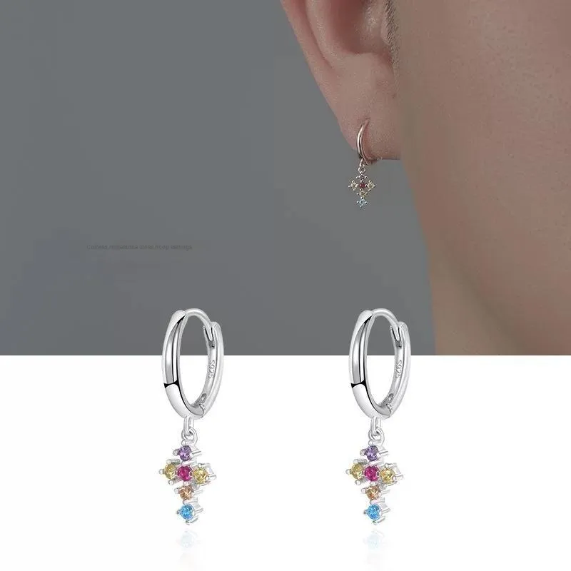 ZWU 925 Sterling Silver Needle Earrings Unisex-1