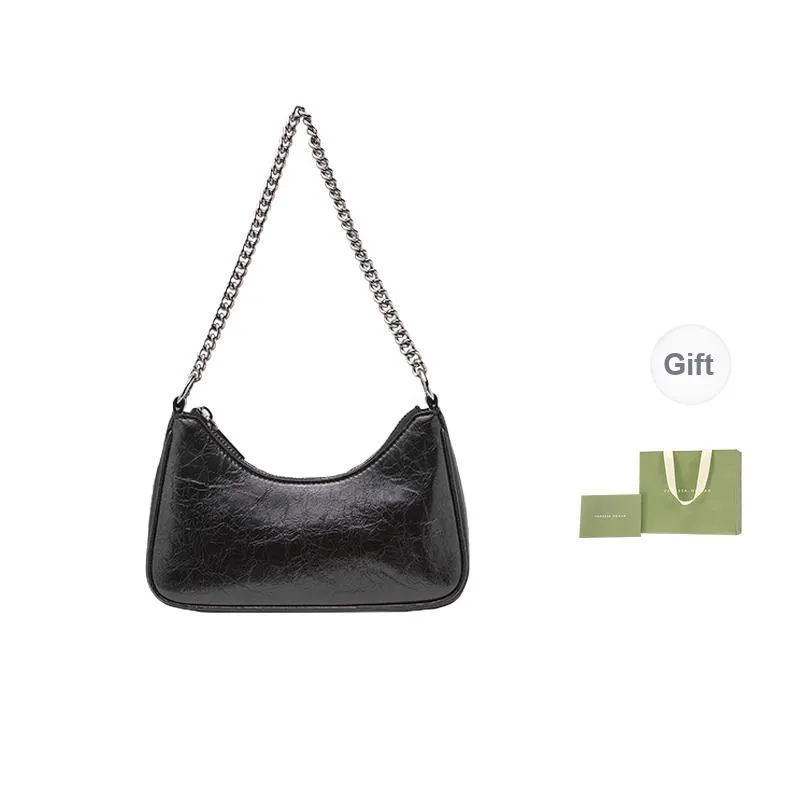 VANESSA HOGAN Vh Classic Series Cow Leather Shoulder Bag Chain Shoulder Bag Small Size Women's Silver/Black-6