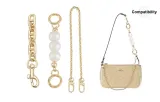 Gold-Tone Decorative Chain 40cm+Pearl 15cm+Pig Nose Chain 12cm