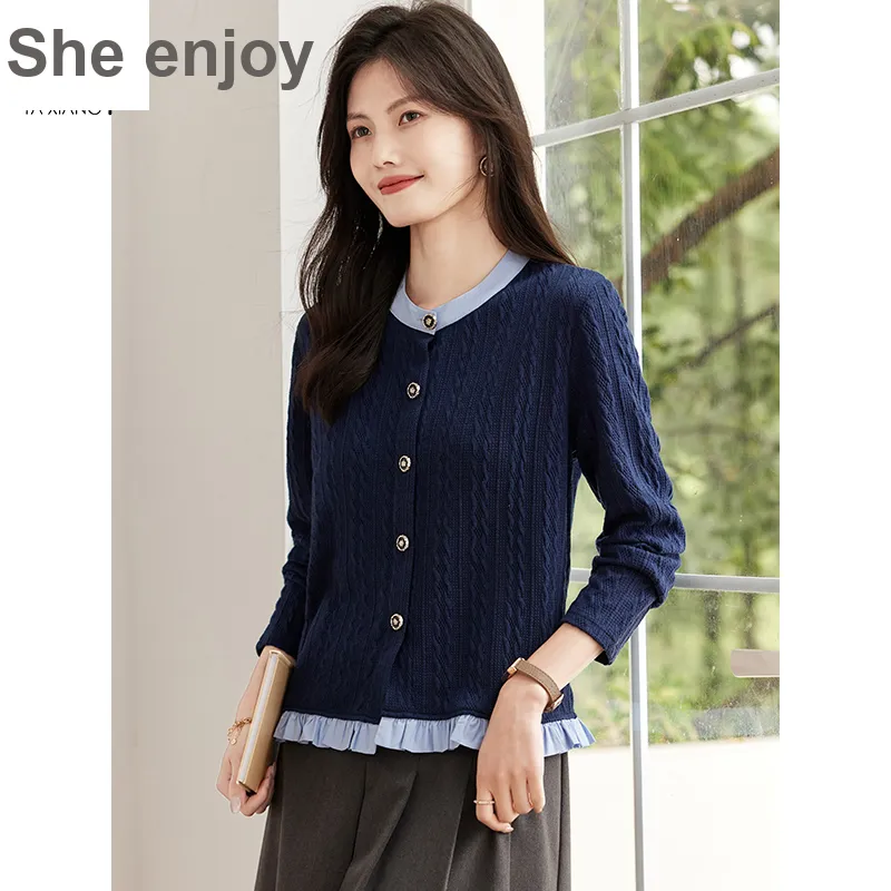 She Enjoys Knitwear Women's Navy Blue-4