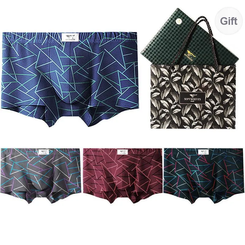 SEPTWOLVES Underpants Men's 4 Pack Gift Box Set+Shopping Bag-50
