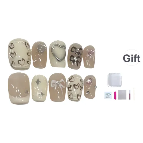 JIDUOMENG False Nail Стиль Instagram Nail Art Ручная работа Сердце Галстук-бабочка Свежий False Nail Укороченный