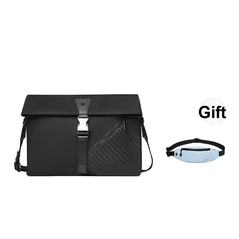 PIERRE CARDIN Fabric, Synthetic Leather Shoulder Bag, Crossbody Bag Regular Men's Black