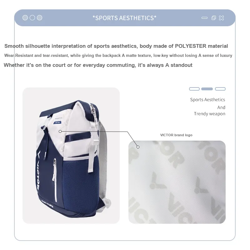 VICTOR Badminton Racket Bags 2 Pcs Sporty Style Backpack Glacier Blue Unisex-2