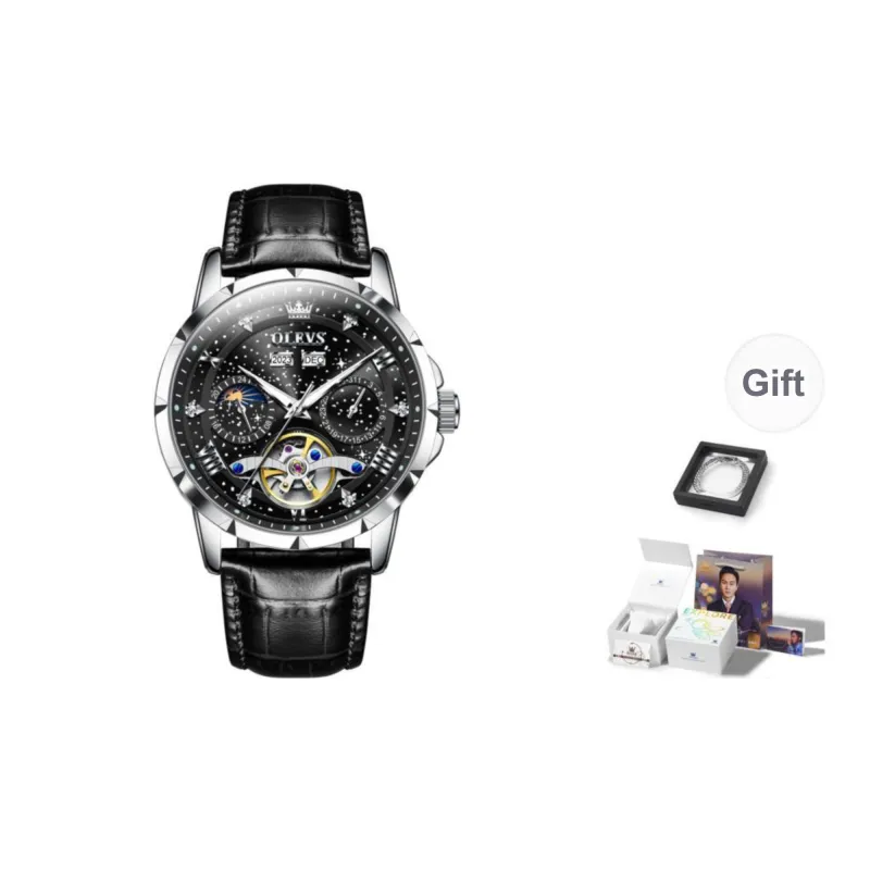 OLEVS Automatic Mechanical Movement Stainless Steel Watchband Watch Men's Watches Black Dial-9