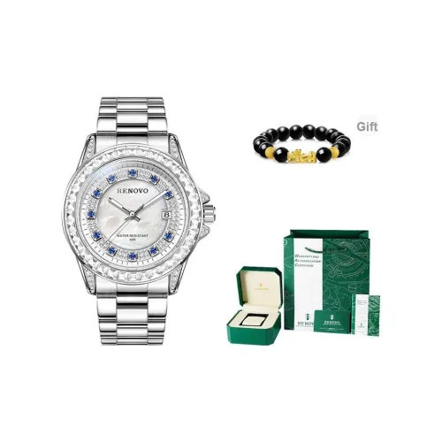 RENOVO Кварцевый механизм ремешок из нержавеющей стали черный циферблат мужские часы
