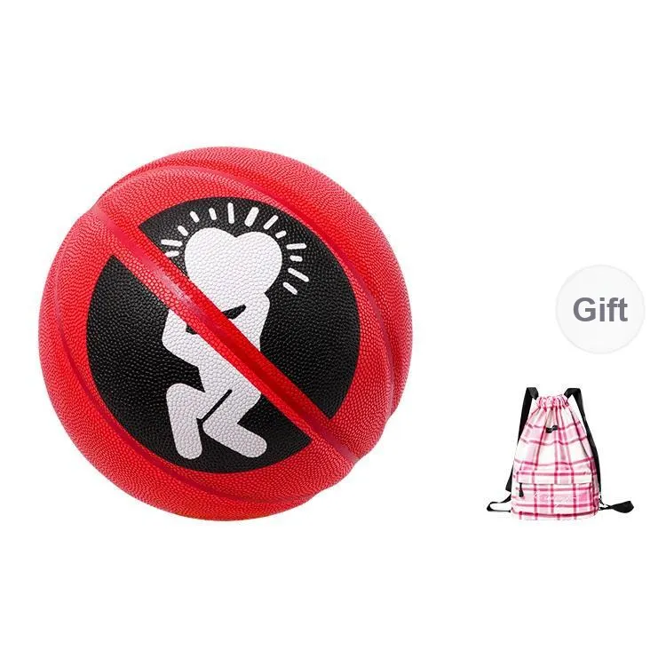 Kuangmi PU Basketball Black Red Size 7 Ball Street Unisex-7