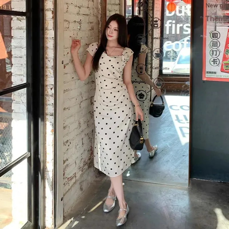 DEDY Sleeveless Dresses Women's Polka Dot Rice Shopping Bag-2
