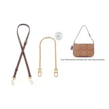 Coach Brown 1.1cm Width Plain Weave Gold Buckle 90-120cm+Free Decorative Chain 40cm