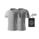 V-Neck 2 Pack (Heather Gray+Heather Gray) 2 Pcs, Easy to Wash!