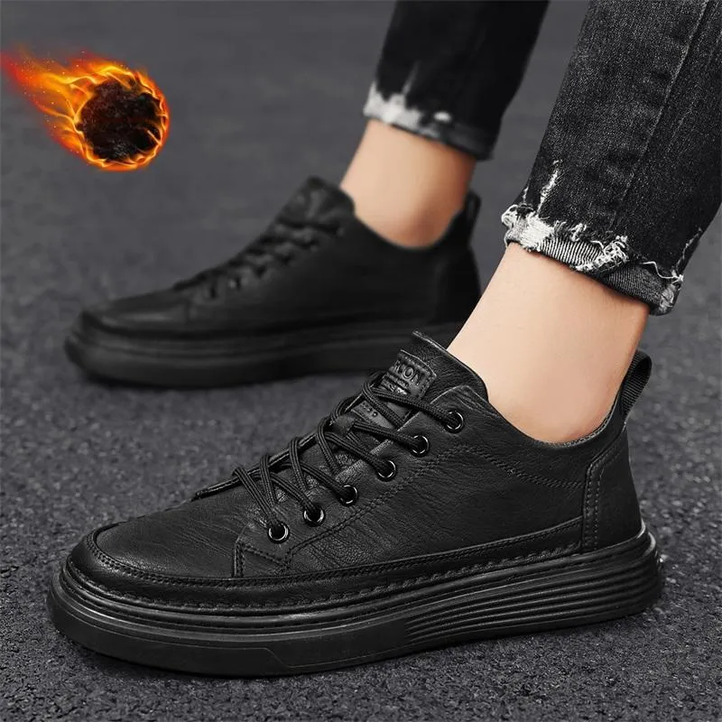 YEARCON Height Increasing Low Top Skateboard Shoes Men's Agate Black-1