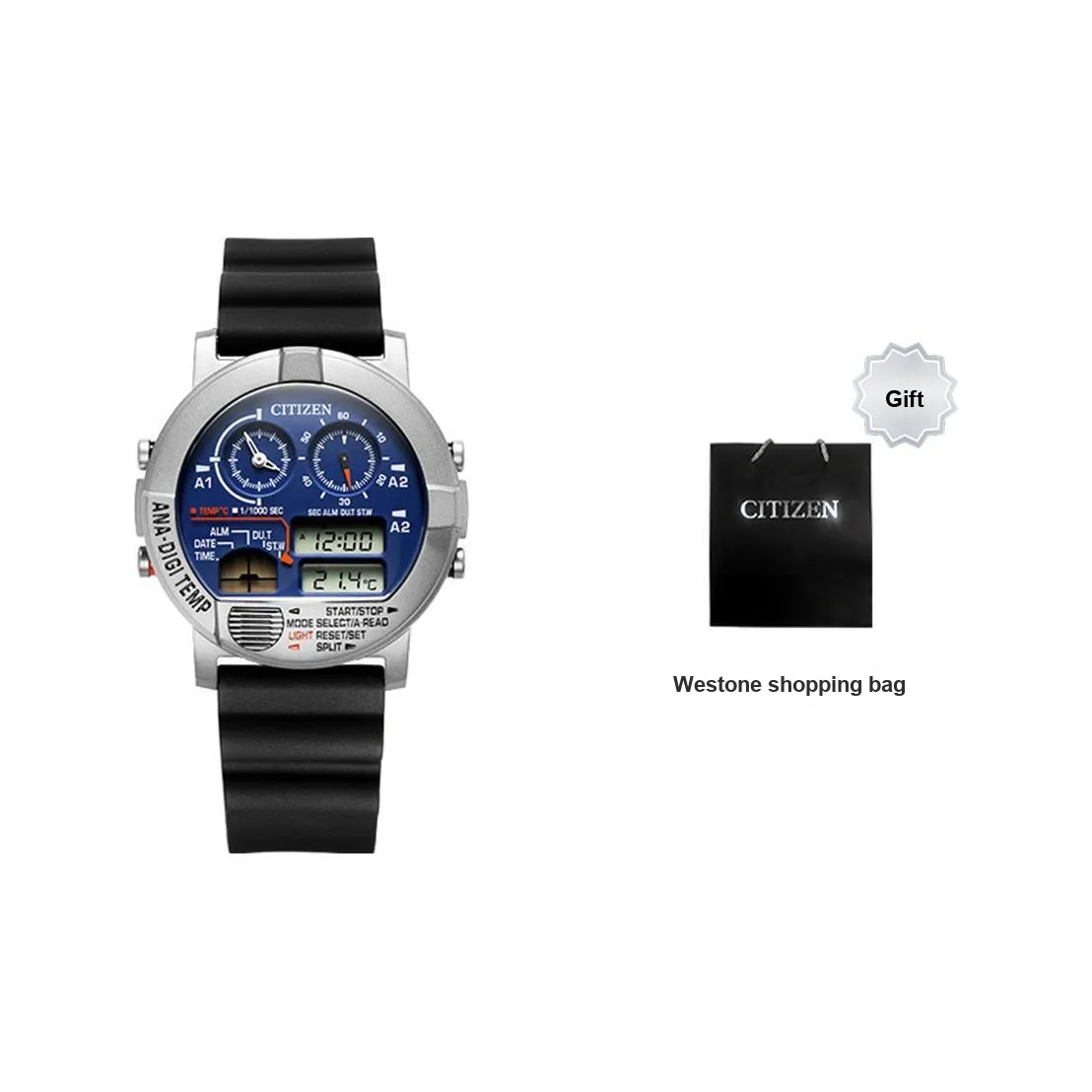 CITIZEN Кварцевый механизм Резиновый ремешок Часы Мужские Синий циферблат JG0070 20L Официальный Прямая поставка