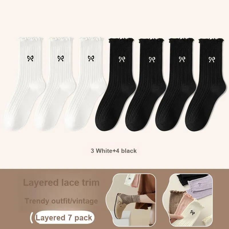Lan Miao Mid-Calf Socks Women's 7 Pack-14