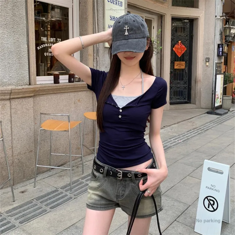 Si Bei'er T Shirt Women's Navy Blue-2