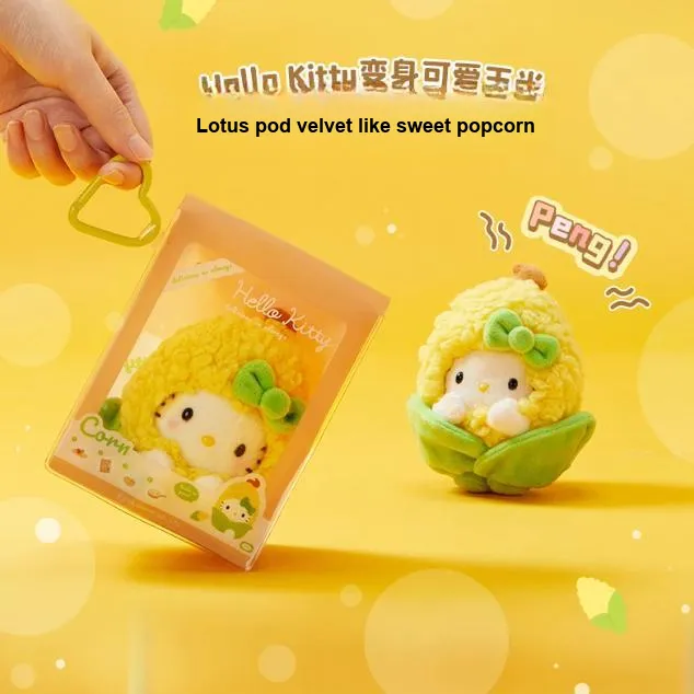 Sanrio Hello Kitty Hello Kitty Hello Kitty Fruit And Vegetable Story Collection, Corn Dolls Plush Pendant 15cm Height-3