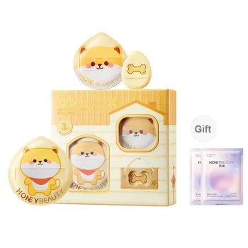 Thorough Honey Cute Shiba Inu Powder Puff Set Make up Tools Large Waterdrop Small Waterdrop Finger Powder Puff 3 Pcs