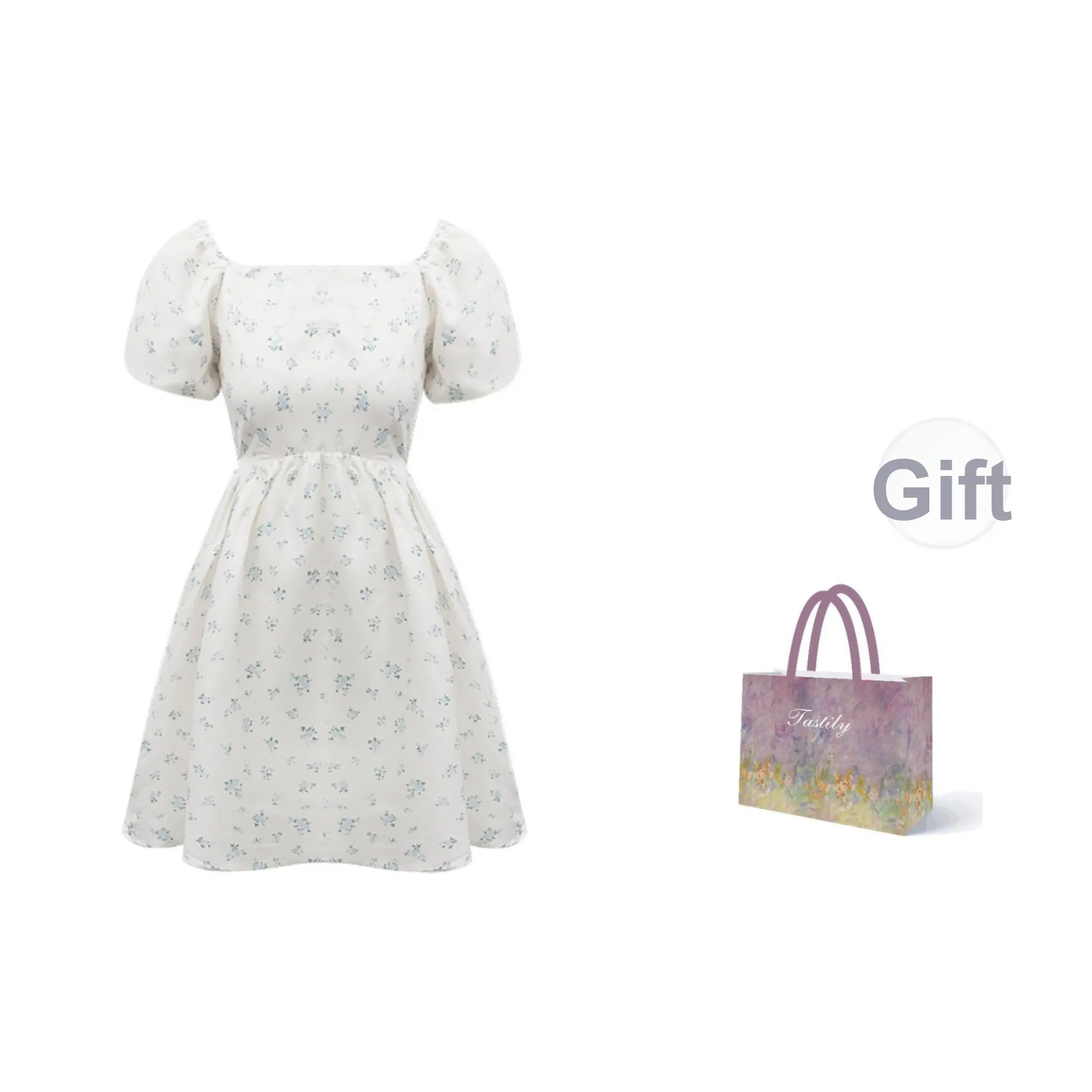 TASTILY Короткое платье с короткими рукавами женское синее