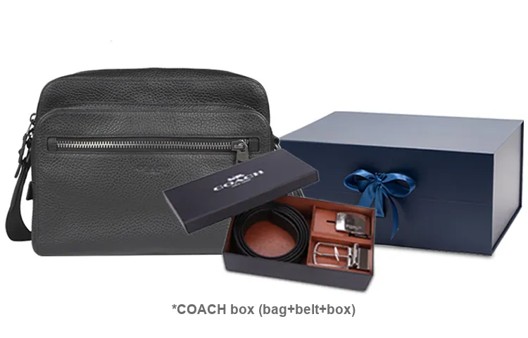 COACH West Pebble Leather Camera Bag, Shoulder Bag, Crossbody Bag Medium Size Men's Black-6