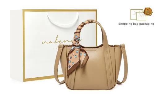 Narandu Cow Leather Basket Bag Handbag Crossbody Bag Shoulder Bag Medium Size Women's Apricot