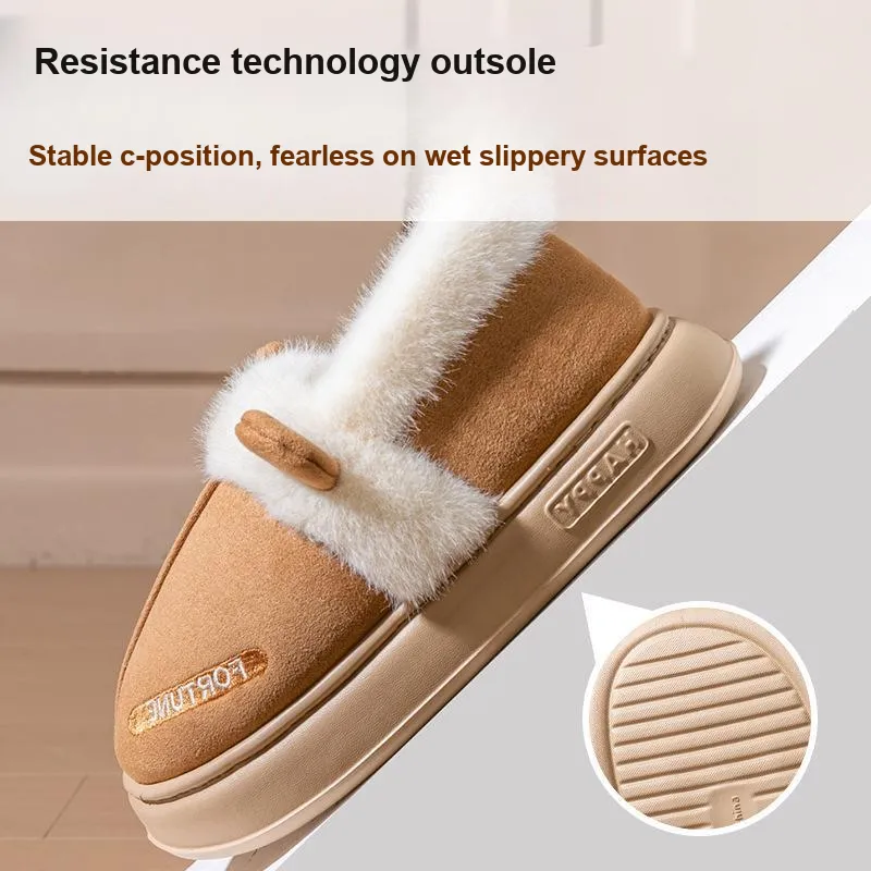 MAIMENG&XIAOTIANTUAN Fall And Winter Heel Indoor Home Platform Plush Slippers-5