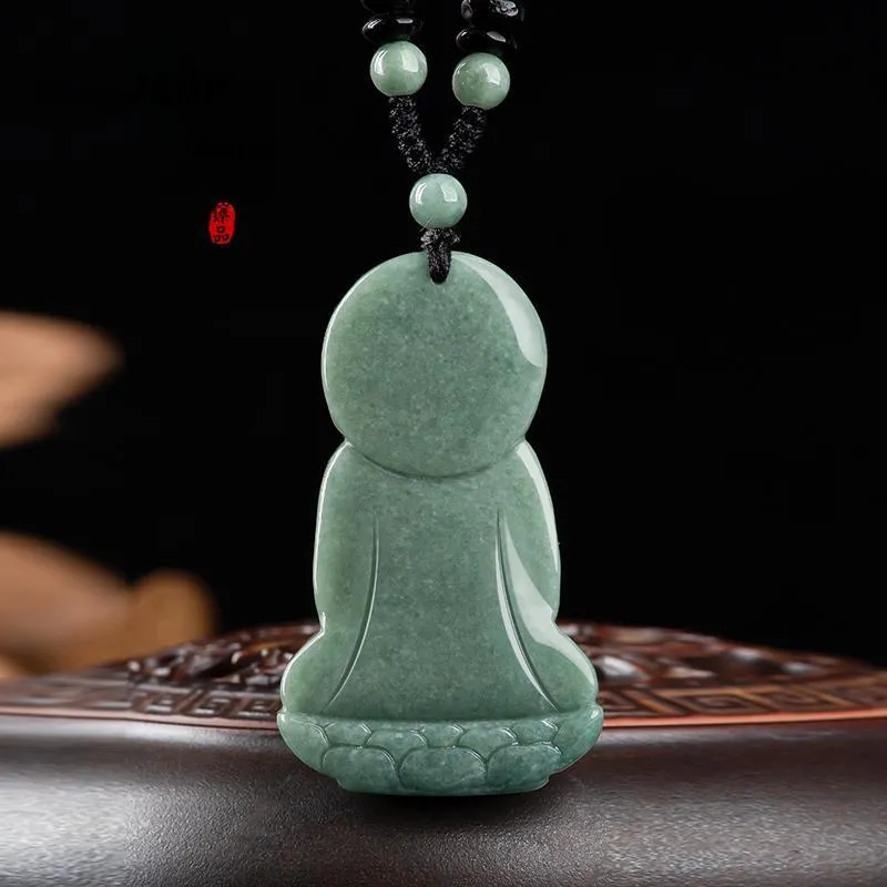 Long Fu Bean Type Jadeite Pendant Perfect Gift For Festivals Unisex-2