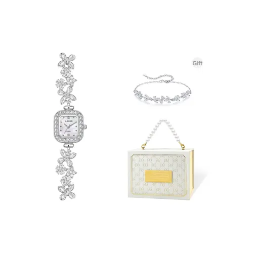 X Шестерня Кварцевый механизм Нержавеющая сталь Ремешок Часы Женские часы Белый циферблат