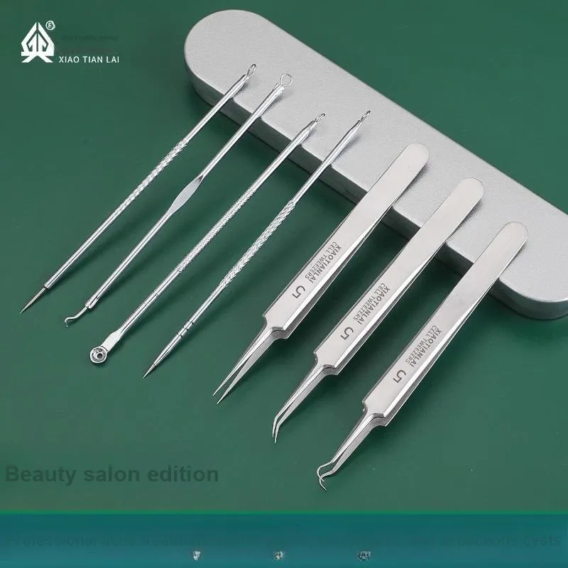 XIAOTIANLAI Beauty Clinic Blackhead Extraction Tool, Cell Pincher For Removing Blackheads, Pimple Squeezing Tool Set-4