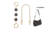 (Gold-Tone) Black Camellia Extender Chain+Decorative Chain 40cm